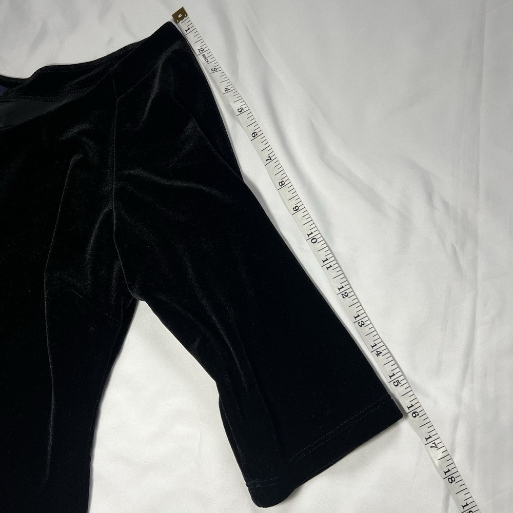 Women's Boston Proper Velvet Black Top Blouse 3/4 Sleeve Stretch Medium‎ - Picture 3 of 7